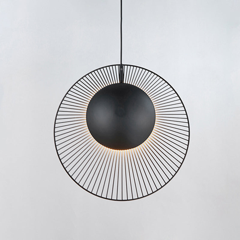 Round Metal Pendant Light in Black - 14"/18" for Dining Room