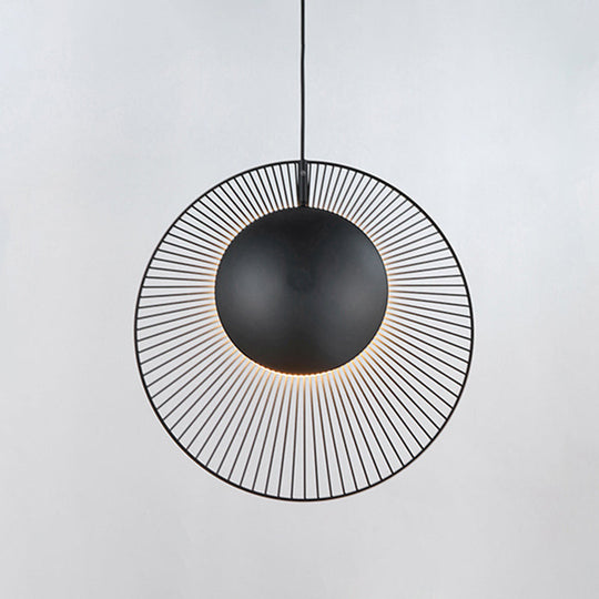Simple Round Metal Hanging Light In Black - 14/18 Wide 1 Drop Pendant For Dining Room