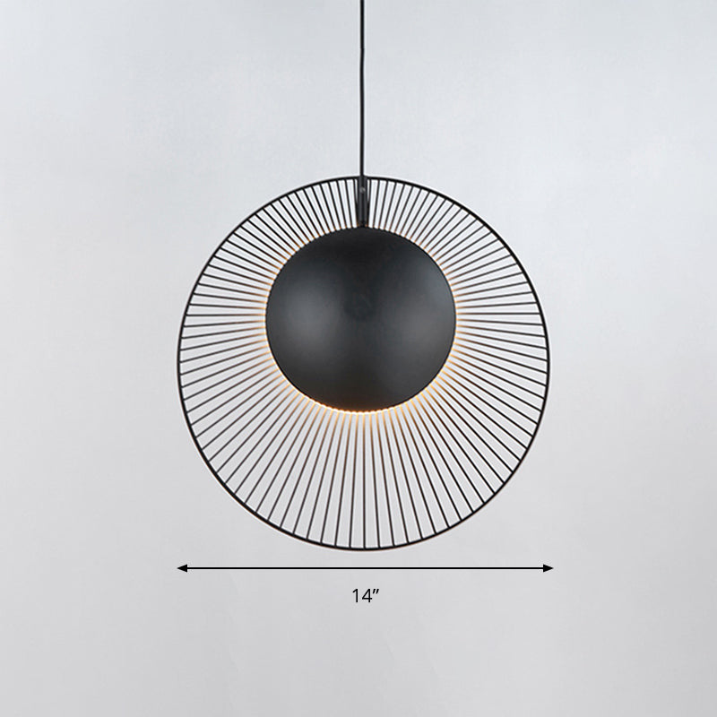 Round Metal Pendant Light in Black - 14"/18" for Dining Room