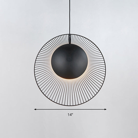 Round Metal Pendant Light in Black - 14"/18" for Dining Room
