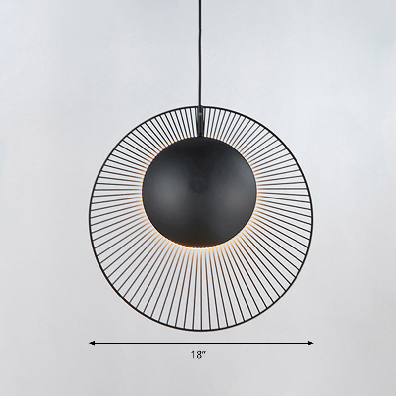 Round Metal Pendant Light in Black - 14"/18" for Dining Room