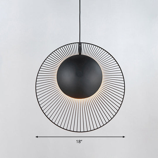 Round Metal Pendant Light in Black - 14"/18" for Dining Room