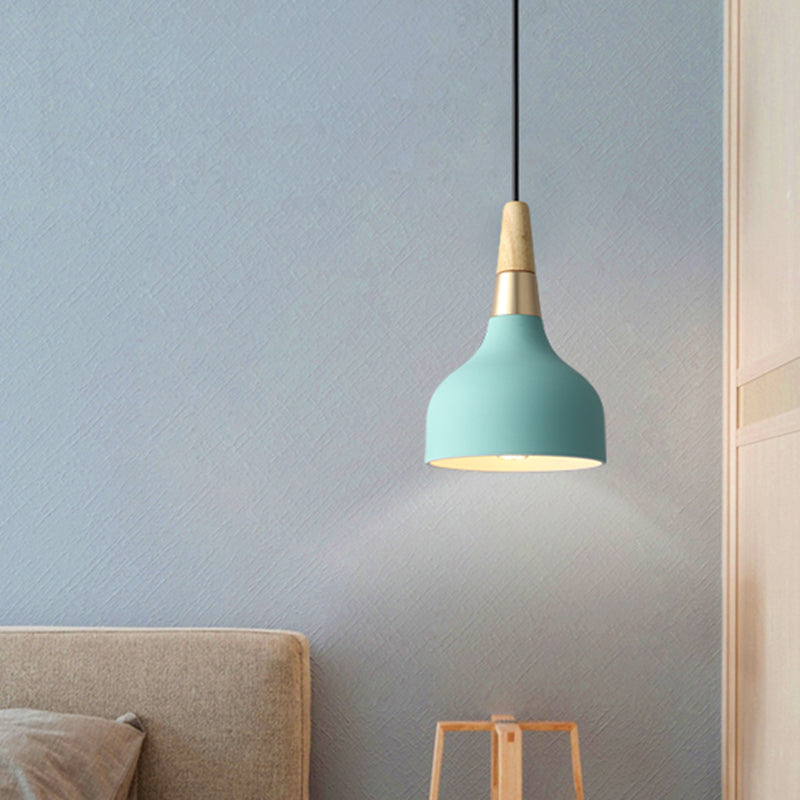 Modern Metal Blue Suspension Light For Dining Room - Domed Shaped Drop Pendant 1