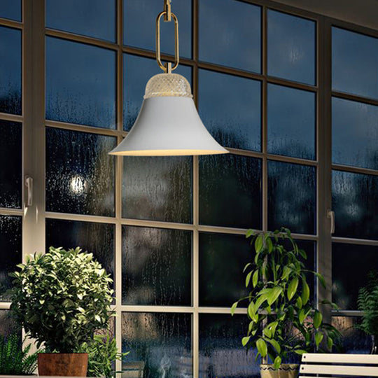 Contemporary Metal Pendant Ceiling Light - White Down Lighting - Ideal for Dining Rooms - 1 Light