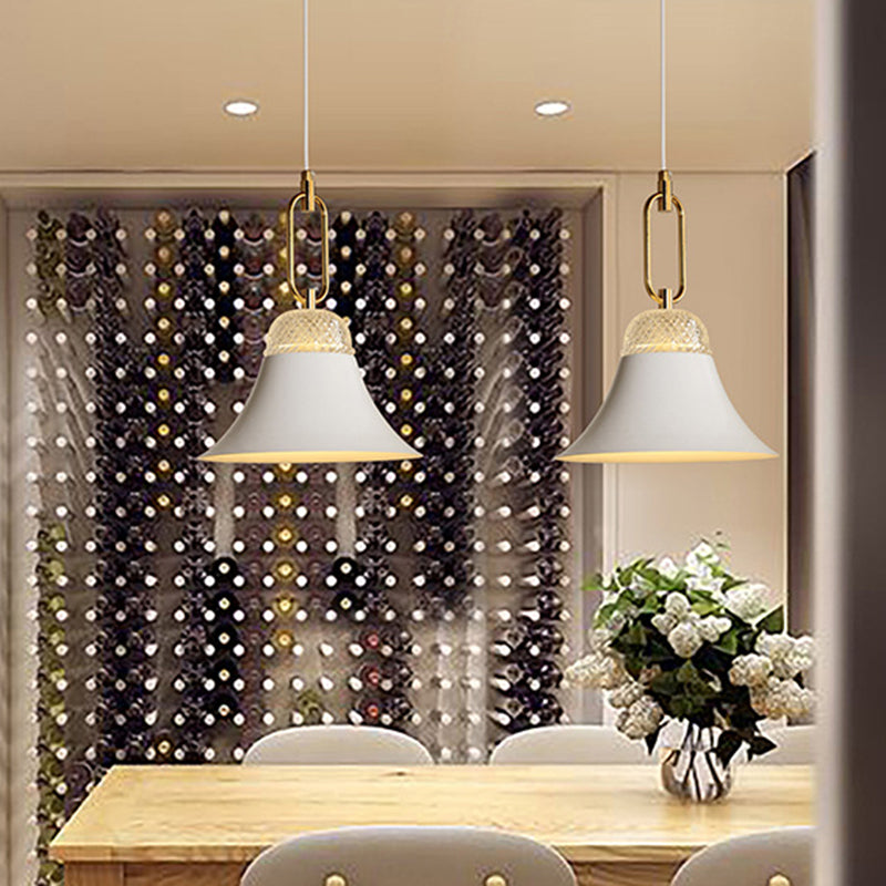 Contemporary Metal Pendant Ceiling Light - White Down Lighting - Ideal for Dining Rooms - 1 Light