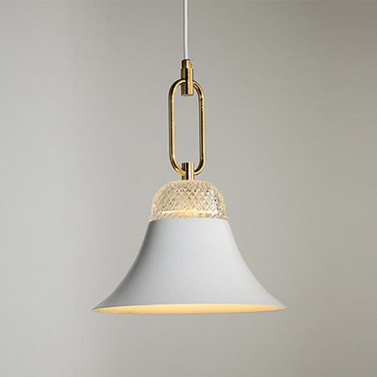 Contemporary Metal Pendant Ceiling Light - White Down Lighting - Ideal for Dining Rooms - 1 Light