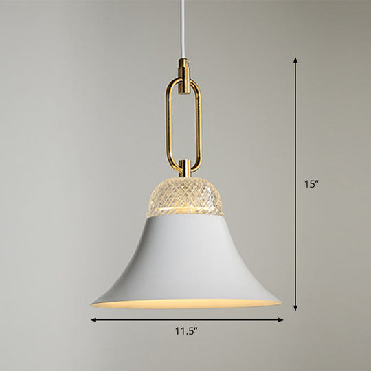 Contemporary Metal Bell Pendant Light: Down Lighting 1-Light White - Ideal For Dining Room Ceiling