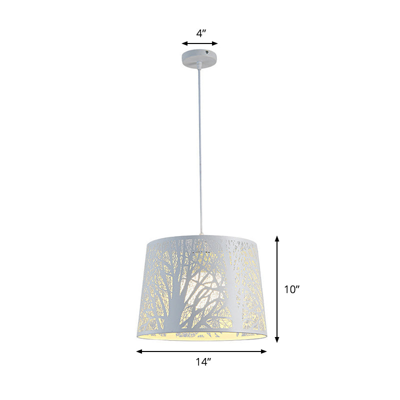 Sleek Metal Drum Pendant Light Kit for Dining Room, White