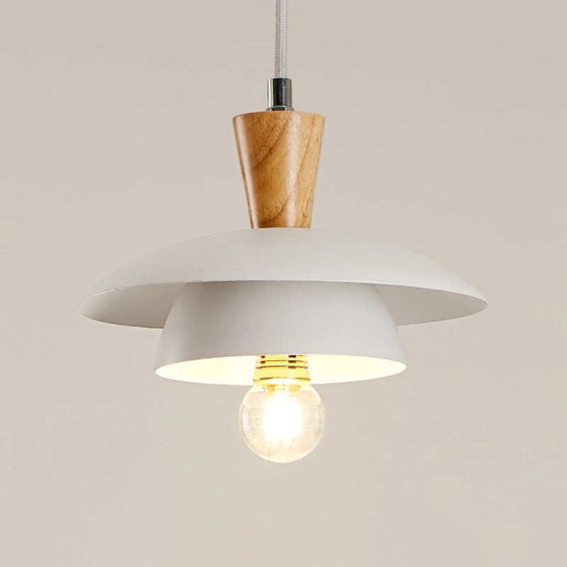 Modern Metal Domed Pendant Light with 1 Light - White, for Dining Room