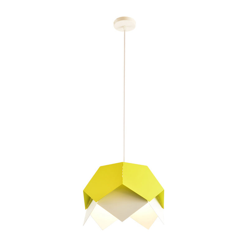 Geometric Metal Pendant Light In Yellow/Orange/Blue - Contemporary Dining Room Fixture