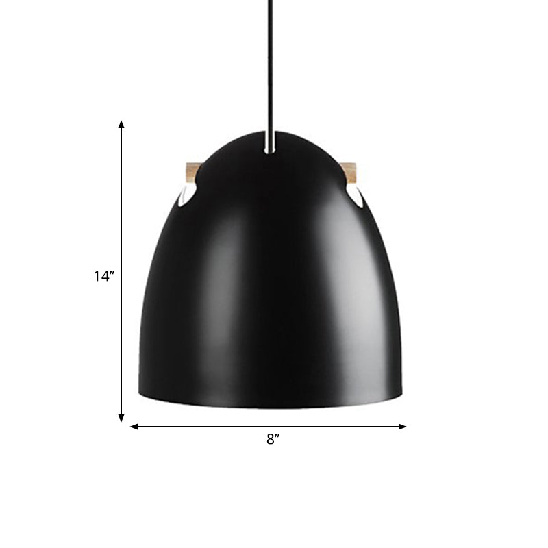 Modern Dome Metal Pendant Lamp - Restaurant Hanging Light Fixtures - Black, 1 Head