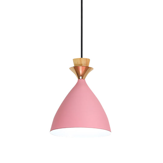 Modern Pink Conical Pendulum 1-Light Metal Hanging Lamp Kit for Living Room