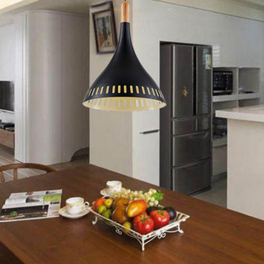 Contemporary Conical Metal Pendant Ceiling Light - 8/12 Wide 1 Black Dining Room / 8