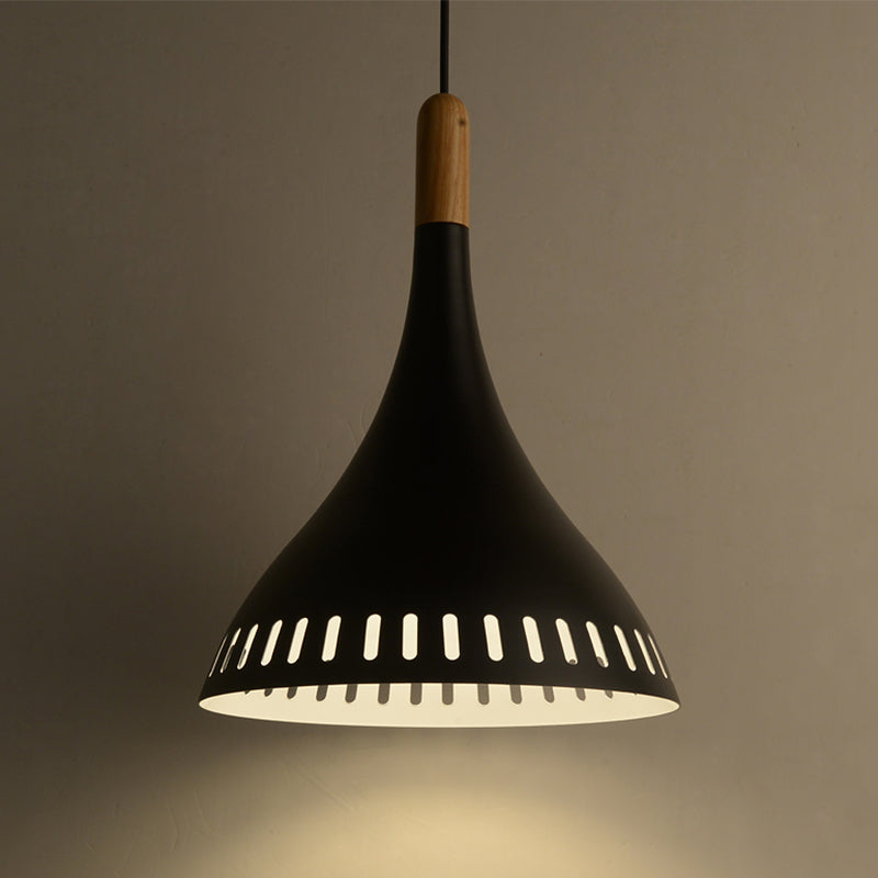 Contemporary Conical Metal Pendant Ceiling Light - 8/12 Wide 1 Black Dining Room