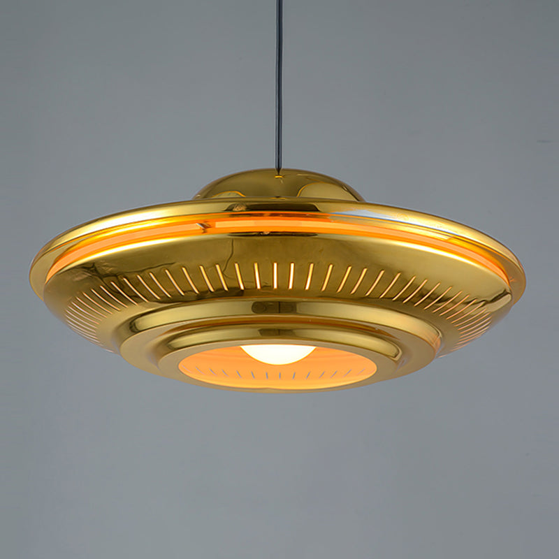 Gold Metal Saucer Pendant Light Modern 1-Light Kit For Dining Room 16/18 Wide / 16