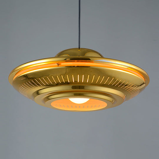 Gold Metal Saucer Pendant Light Modern 1-Light Kit For Dining Room 16/18 Wide / 16