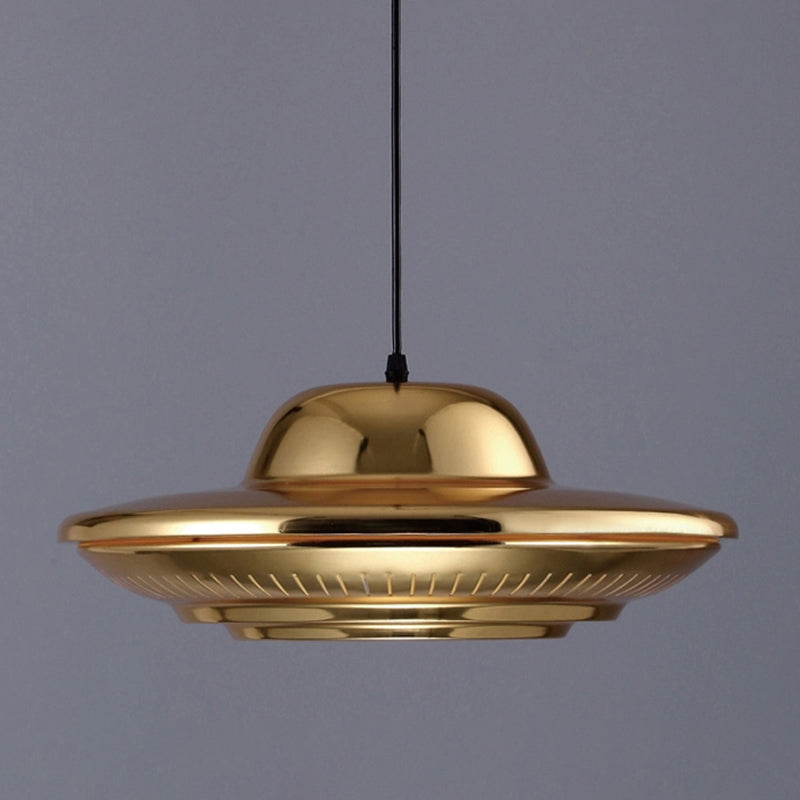 Gold Metal Saucer Pendant Light Modern 1-Light Kit For Dining Room 16/18 Wide
