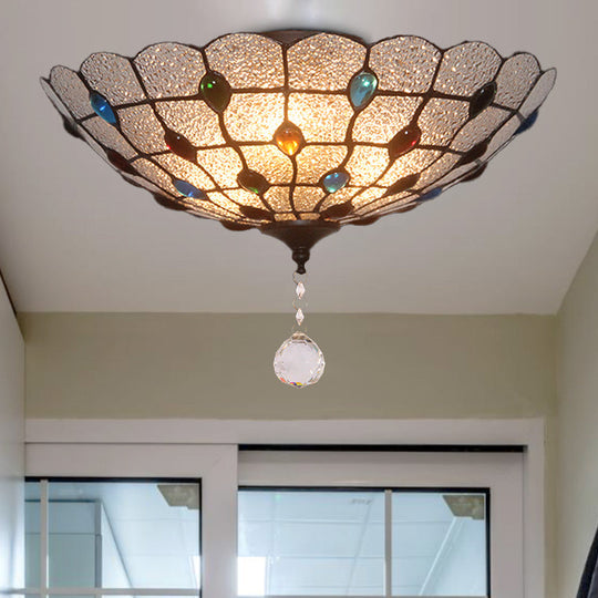 Clear Bubble Glass Flush Mount Tiffany Ceiling Lighting Jeweled 2/3/4 Lights Ideal For Dining Room
