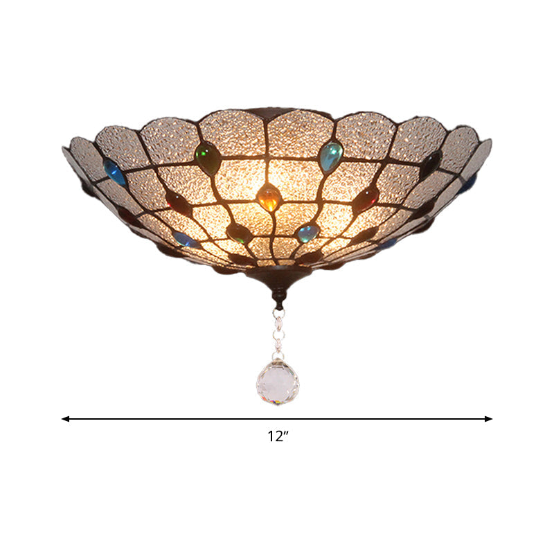 Clear Bubble Glass Flush Mount Tiffany Ceiling Lighting – Jeweled, 2/3/4 Lights, Ideal for Dining Room, Sizes: 12"/16"/19.5" Wide
