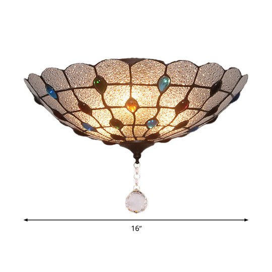 Clear Bubble Glass Flush Mount Tiffany Ceiling Lighting – Jeweled, 2/3/4 Lights, Ideal for Dining Room, Sizes: 12"/16"/19.5" Wide