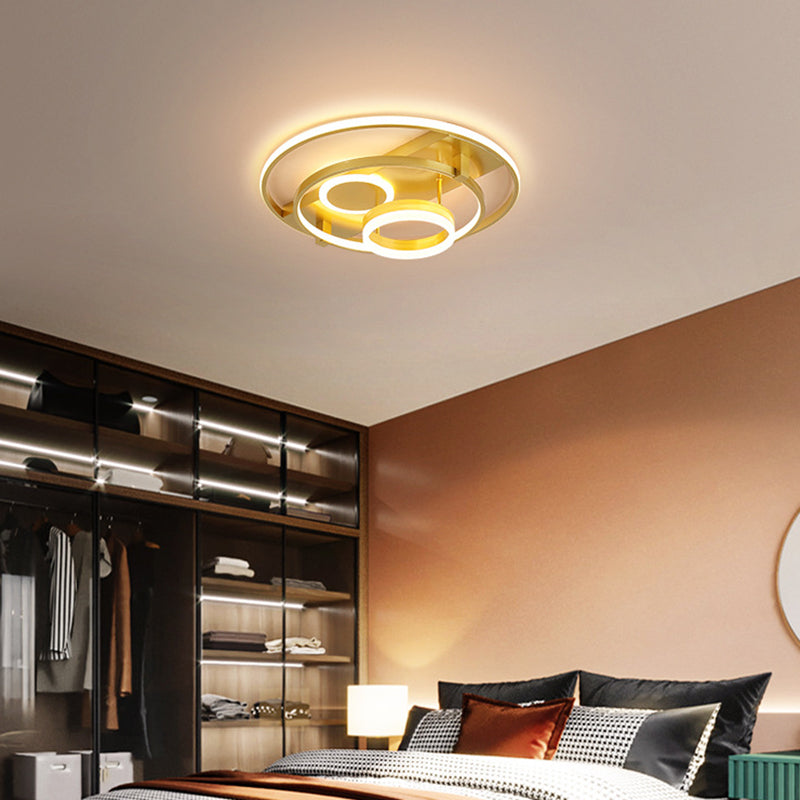 Contemporary Led Flush Mount Ceiling Light With Acrylic Cover - Gold Finish (18/21.5 Width) / 18