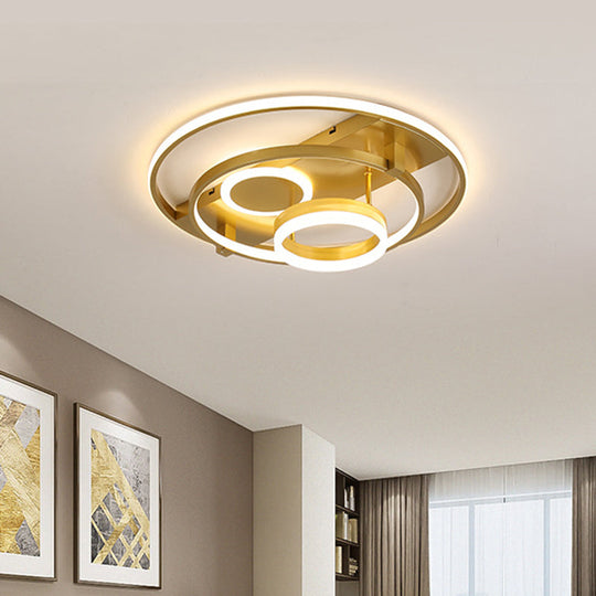 Contemporary LED Flush Mount Ceiling Light with Acrylic Cover - Gold Finish (18"/21.5" Width)