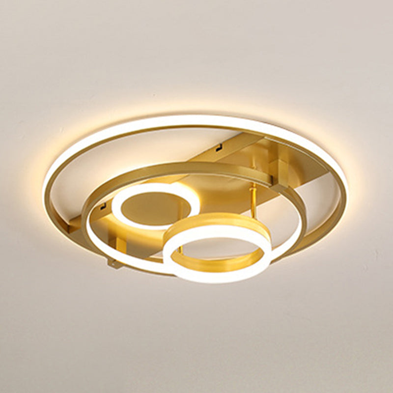 Contemporary LED Flush Mount Ceiling Light with Acrylic Cover - Gold Finish (18"/21.5" Width)