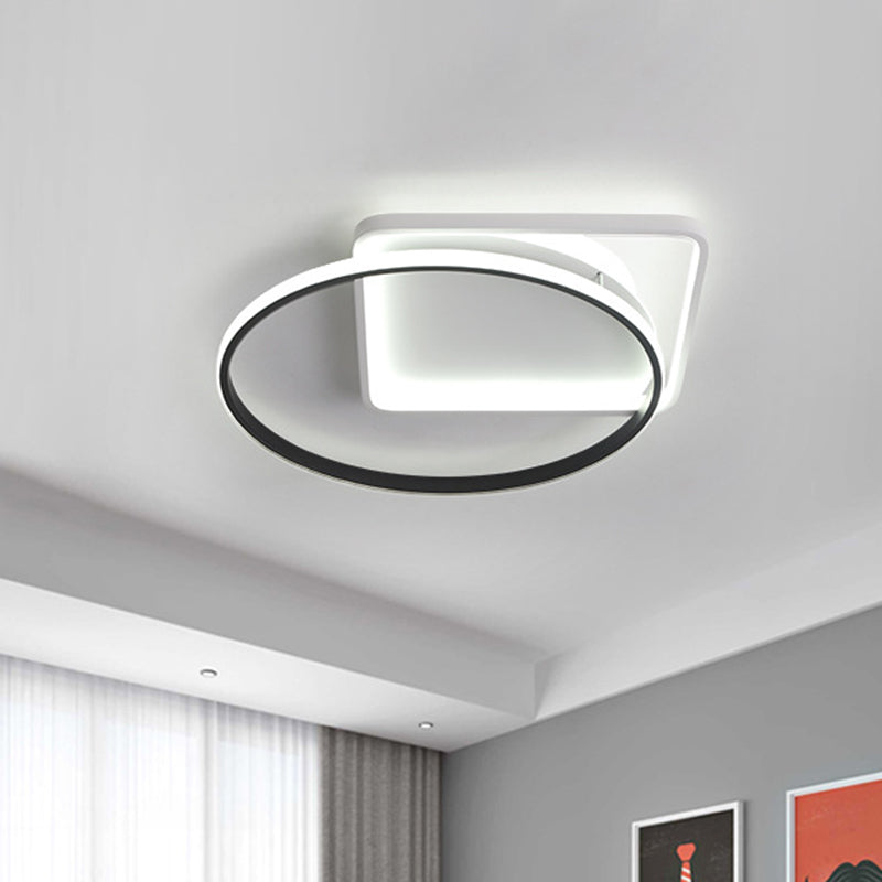 Modernist Acrylic LED Flushmount Ceiling Light in White/Warm Light, 16"/19.5" Wide