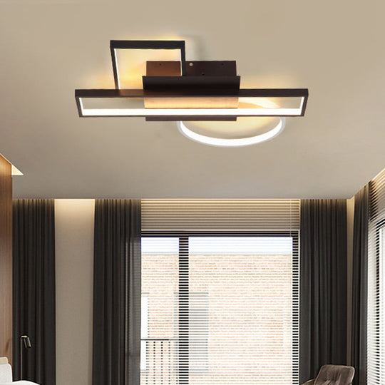 Modern Acrylic Rectangle Flush Mount LED Black Ceiling Fixture - Wide Sizes Available for Bedroom