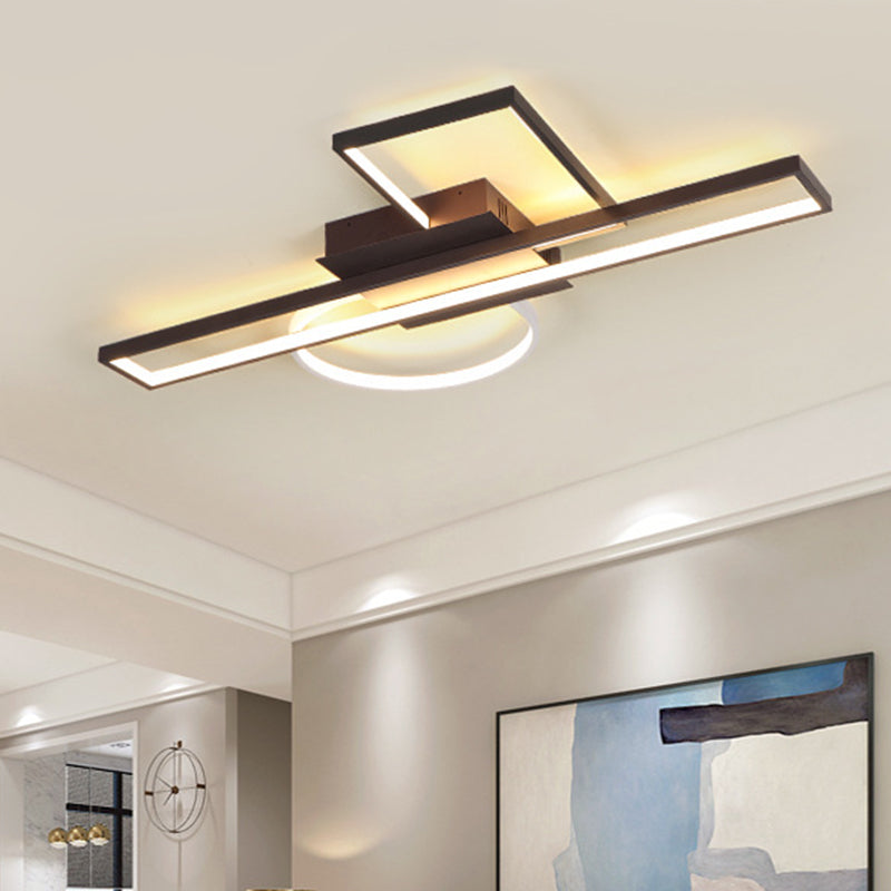 Modern Acrylic Rectangle Flush Mount LED Black Ceiling Fixture - Wide Sizes Available for Bedroom