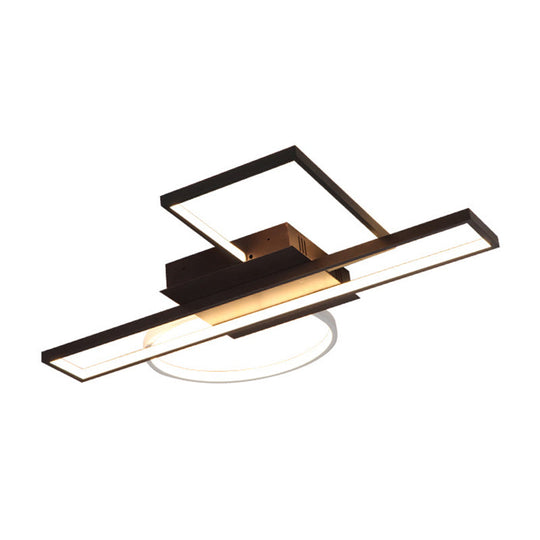 Modern Acrylic Rectangle Flush Mount LED Black Ceiling Fixture - Wide Sizes Available for Bedroom