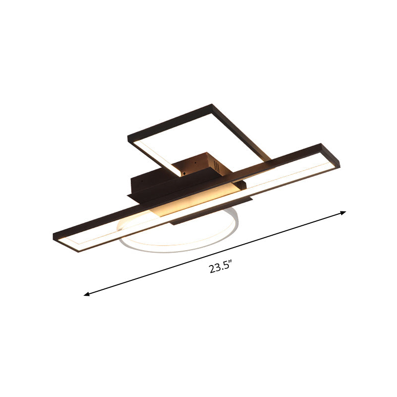 Modern Acrylic Rectangle Flush Mount LED Black Ceiling Fixture - Wide Sizes Available for Bedroom