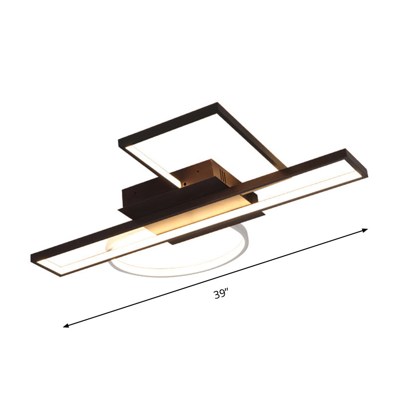 Modern Acrylic Rectangle Flush Mount LED Black Ceiling Fixture - Wide Sizes Available for Bedroom