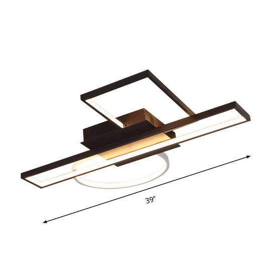 Modern Acrylic Rectangle Flush Mount LED Black Ceiling Fixture - Wide Sizes Available for Bedroom