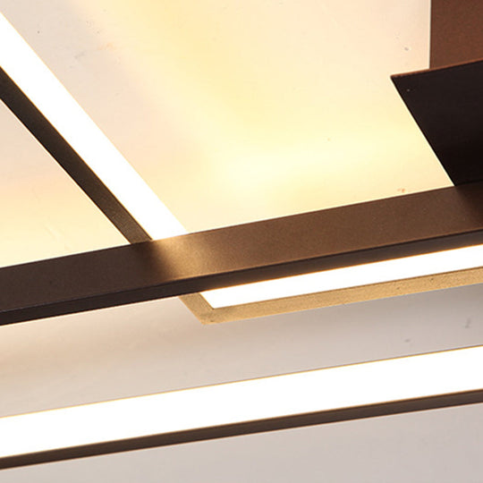 Modern Acrylic Rectangle Flush Mount LED Black Ceiling Fixture - Wide Sizes Available for Bedroom
