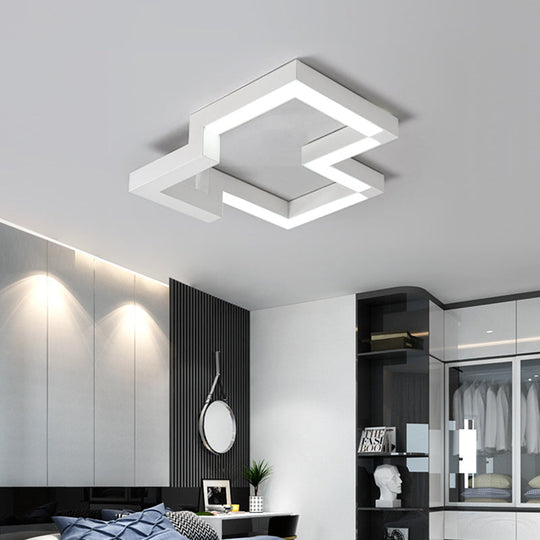 Modern Metal Geometric Ceiling Light | 19.5"/25.5" Wide | Black/White LED Flush Mount | Warm/White Light