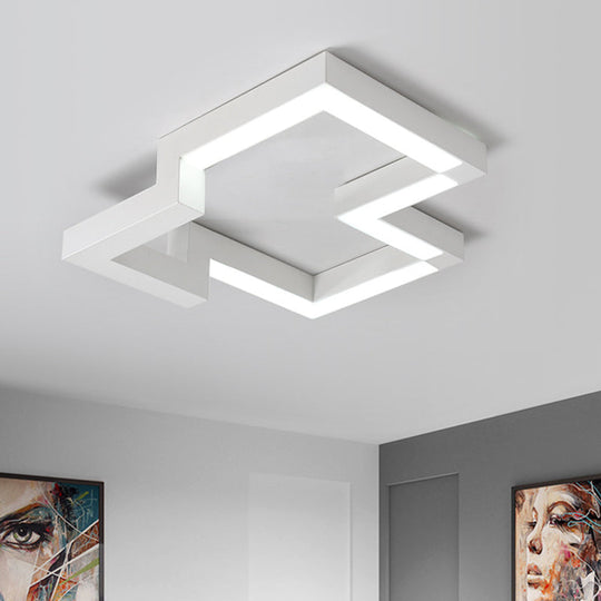 Modern Metal Geometric Ceiling Light | 19.5"/25.5" Wide | Black/White LED Flush Mount | Warm/White Light