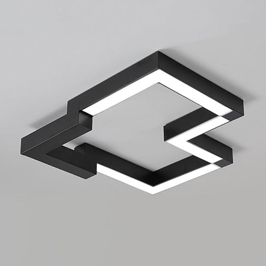 Modern Metal Geometric Ceiling Light | 19.5"/25.5" Wide | Black/White LED Flush Mount | Warm/White Light