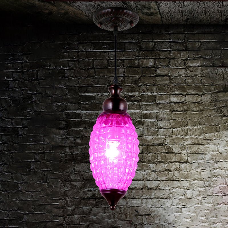 Prismatic Glass Drop Pendant Light - Elongated Pink/Yellow/Brown Ideal For Restaurants Purple