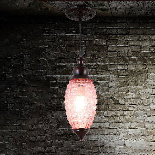 Prismatic Glass Drop Pendant Light - Elongated Pink/Yellow/Brown Ideal For Restaurants Pink