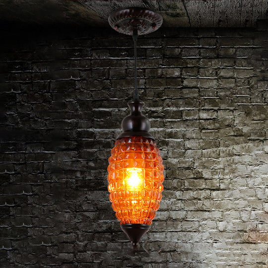 Prismatic Glass Drop Pendant Light - Elongated Pink/Yellow/Brown Ideal For Restaurants Brown