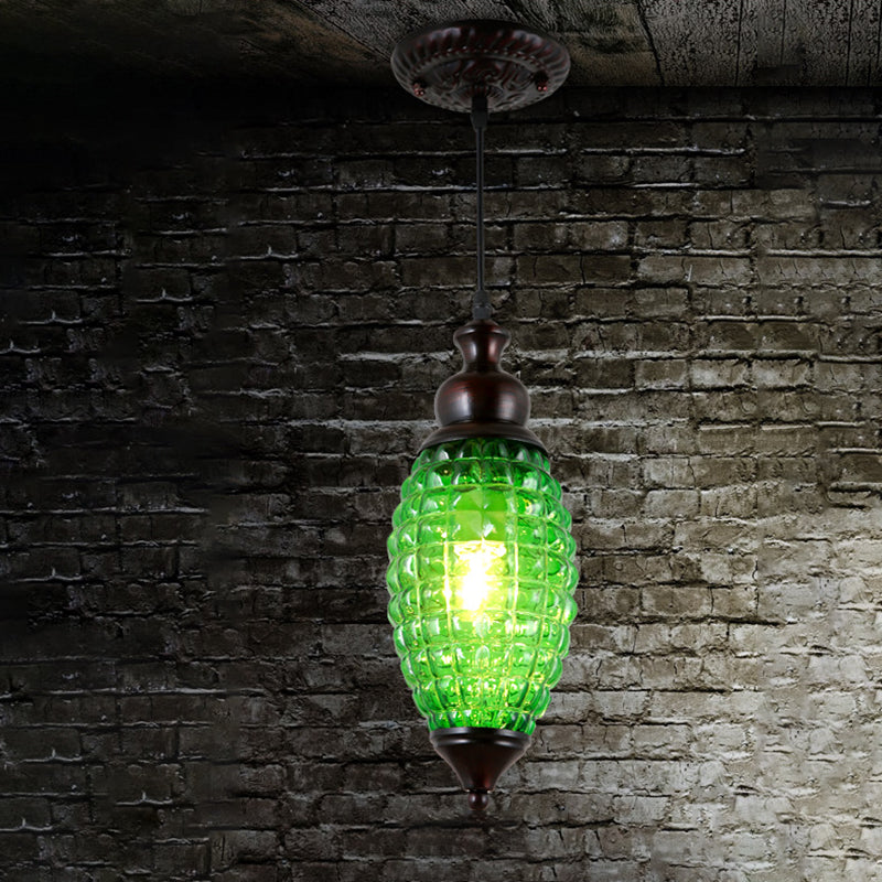 Prismatic Glass Drop Pendant Light - Elongated Pink/Yellow/Brown Ideal For Restaurants Green