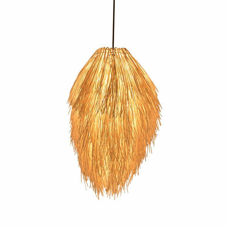 Bamboo Teardrop Hanging Pendant Light in Beige - Contemporary Style