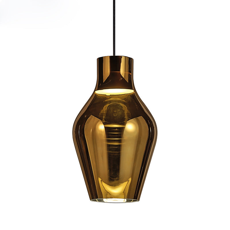 Contemporary Gold Glass Urn Hanging Light - 1 Head Pendant Lighting Fixture, 6.5"/8.5" Wide