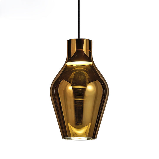 Contemporary Gold Glass Urn Pendant Light Fixture - 1 Head 6.5/8.5 Wide