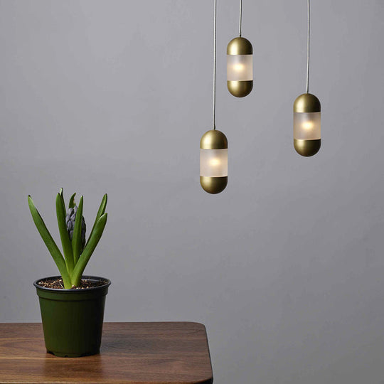 Modern Brass Pendant Light with Frosted Glass Shade - 1 Bulb Ceiling Hanging Lamp