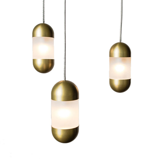 Modern Brass Pendant Light with Frosted Glass Shade - 1 Bulb Ceiling Hanging Lamp