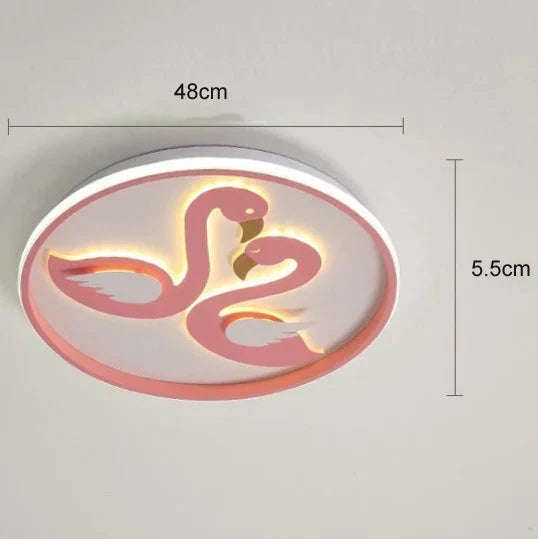Plafonnier LED créatif pour chambre à coucher avec motif flamant rose