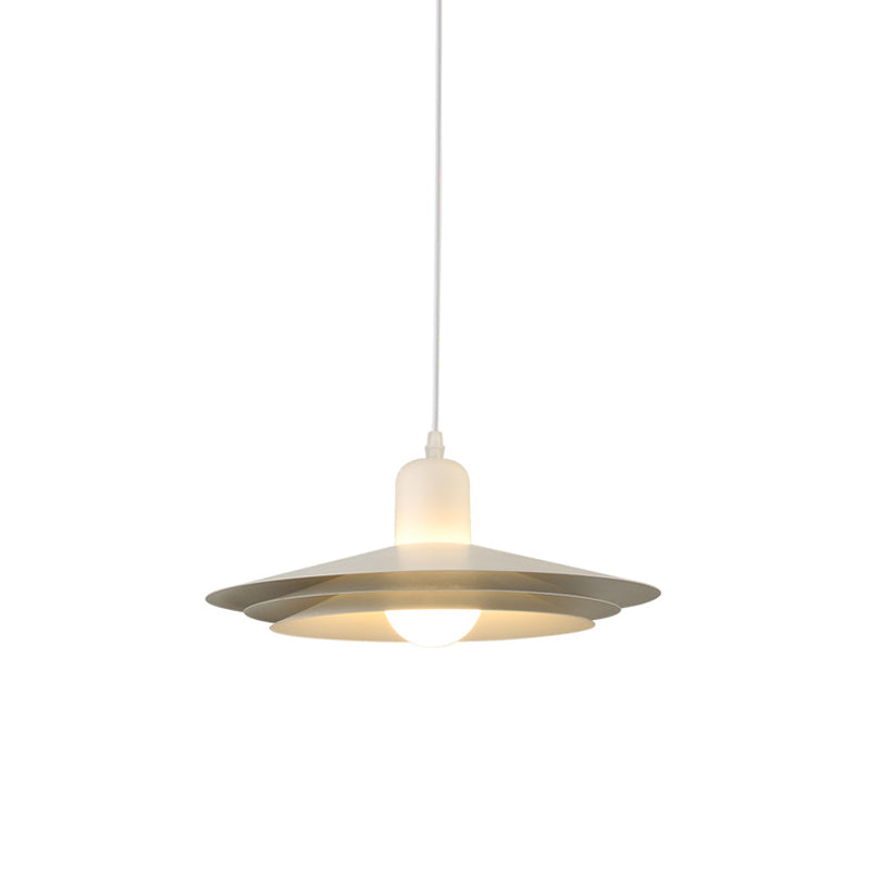 Modern Metal Pendant Light - Single Bulb, White - for Dining Room