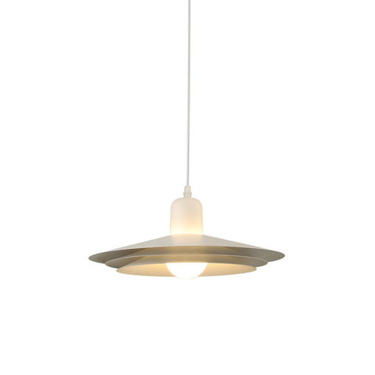 Modern Metal Pendant Light - Single Bulb, White - for Dining Room